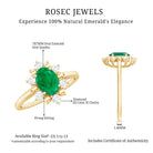 Rosec Jewels-Natural 5X7mm Oval Emerald Engagement Ring with Diamond Halo