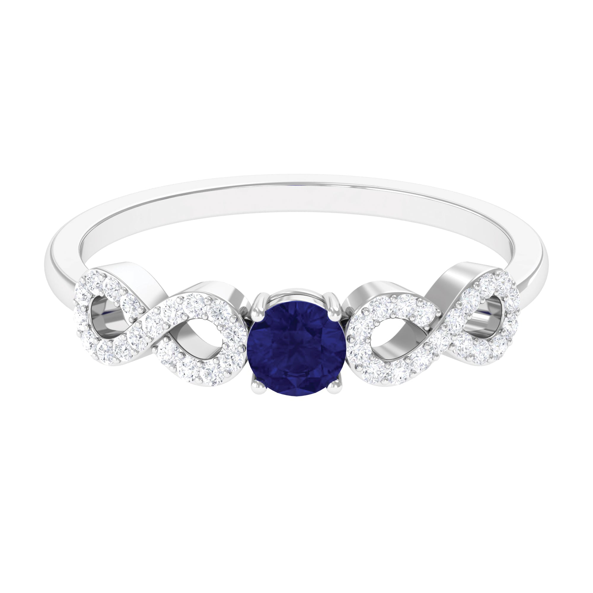 Rosec Jewels-Minimalist Blue Sapphire and Diamond Infinity Promise Ring