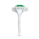 5X7 mm Pear Cut Emerald Engagement Ring with Diamond Halo AAA - Rosec Jewels
