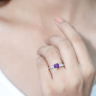 0.9 Carat Amethyst Heart Promise Ring with Diamonds AAA - Rosec Jewels