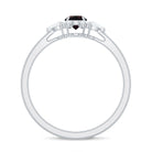 Claw Set Round Black Opal and Diamond Promise Ring AAA - Rosec Jewels