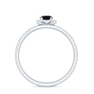 Genuine Black Opal Minimal Promise Ring with Diamond Halo AAA - Rosec Jewels