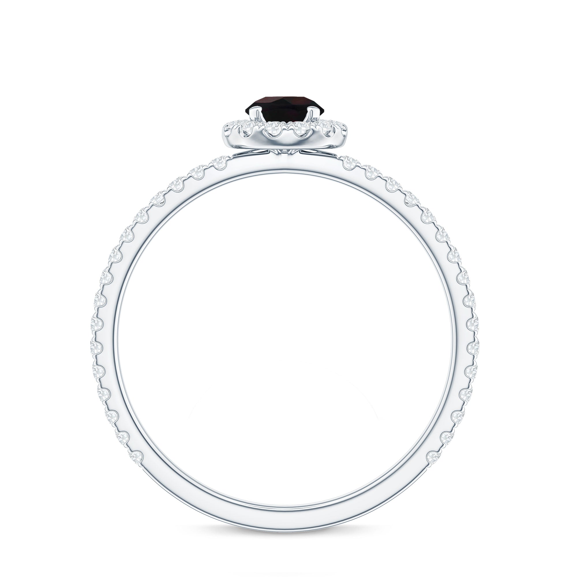 Genuine Black Opal Minimal Promise Ring with Diamond Halo AAA - Rosec Jewels
