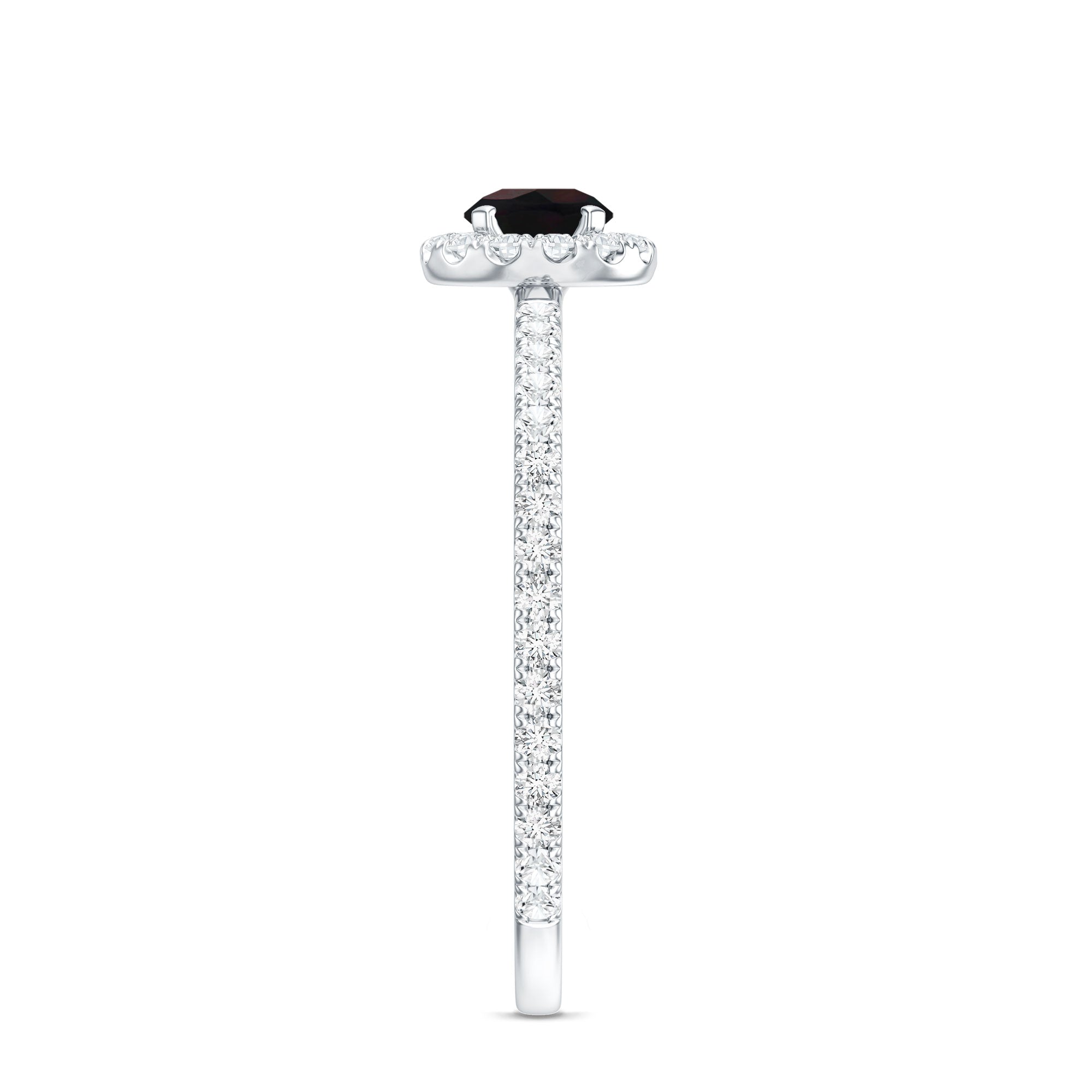 Genuine Black Opal Minimal Promise Ring with Diamond Halo AAA - Rosec Jewels