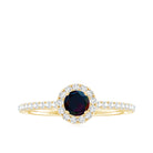 Genuine Black Opal Minimal Promise Ring with Diamond Halo AAA - Rosec Jewels