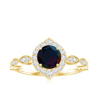 0.8 Carat Black Opal Vintage Engagement Ring with Diamond Accent AAA - Rosec Jewels