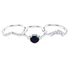 Black Opal Designer Trio Wedding Ring Set with Diamond AAA - Rosec Jewels