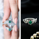 Lab Grown Emerald Diamond Flower Engagement Ring with Certificate AAAA - Rosec Jewels