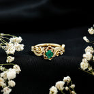 Lab Grown Emerald Diamond Flower Engagement Ring with Certificate AAAA - Rosec Jewels