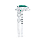 Designer Lab Grown Emerald Diamond Teardrop Engagement Ring with Wedding Band AAAA - Rosec Jewels