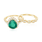 Designer Lab Grown Emerald Diamond Teardrop Engagement Ring with Wedding Band AAAA - Rosec Jewels