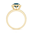 Classic London Blue Topaz Oval Engagement Ring with Diamond Halo AAA - Rosec Jewels