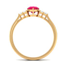 Natural 0.8 Carat Ruby Teardrop Engagement Ring with Diamond Trio AAA - Rosec Jewels