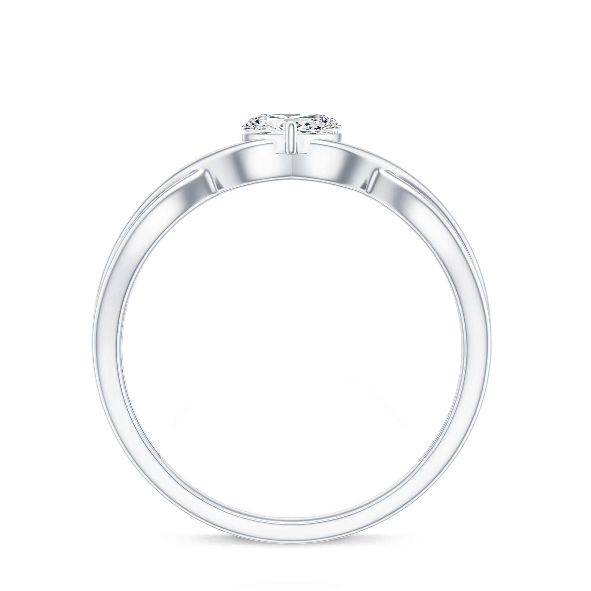 Lab Grown Diamond Heart Promise Ring in Crossover Shank Lab - ( EF-VS ) - Rosec Jewels