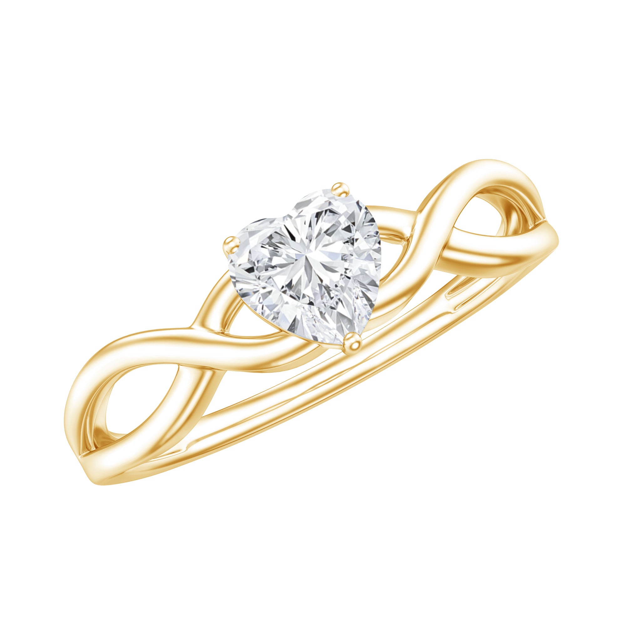 Lab Grown Diamond Heart Promise Ring in Crossover Shank Lab - ( EF-VS ) - Rosec Jewels