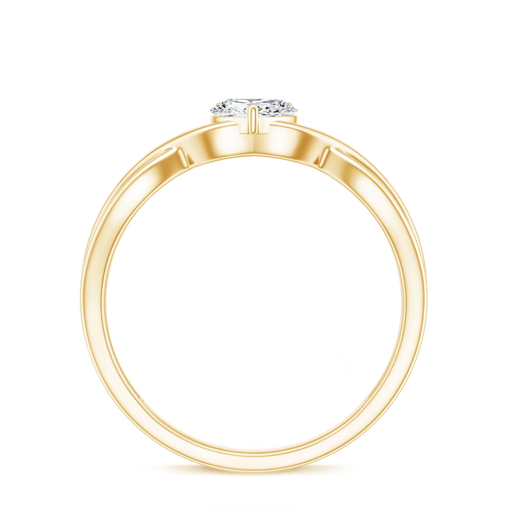 Lab Grown Diamond Heart Promise Ring in Crossover Shank Lab - ( EF-VS ) - Rosec Jewels