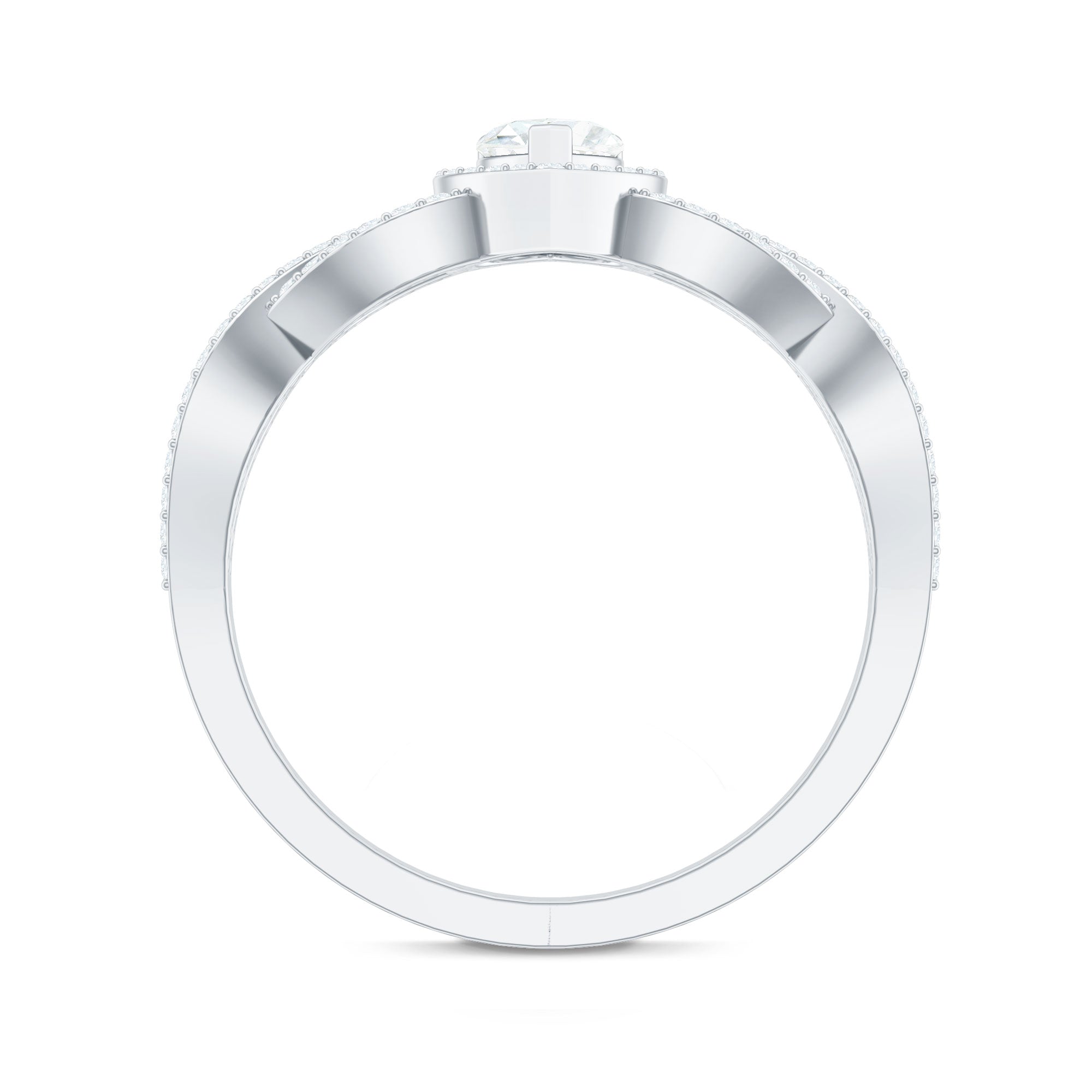 Heart Shape Lab Grown Diamond Criss Cross Engagement Ring Lab - ( EF-VS ) - Rosec Jewels