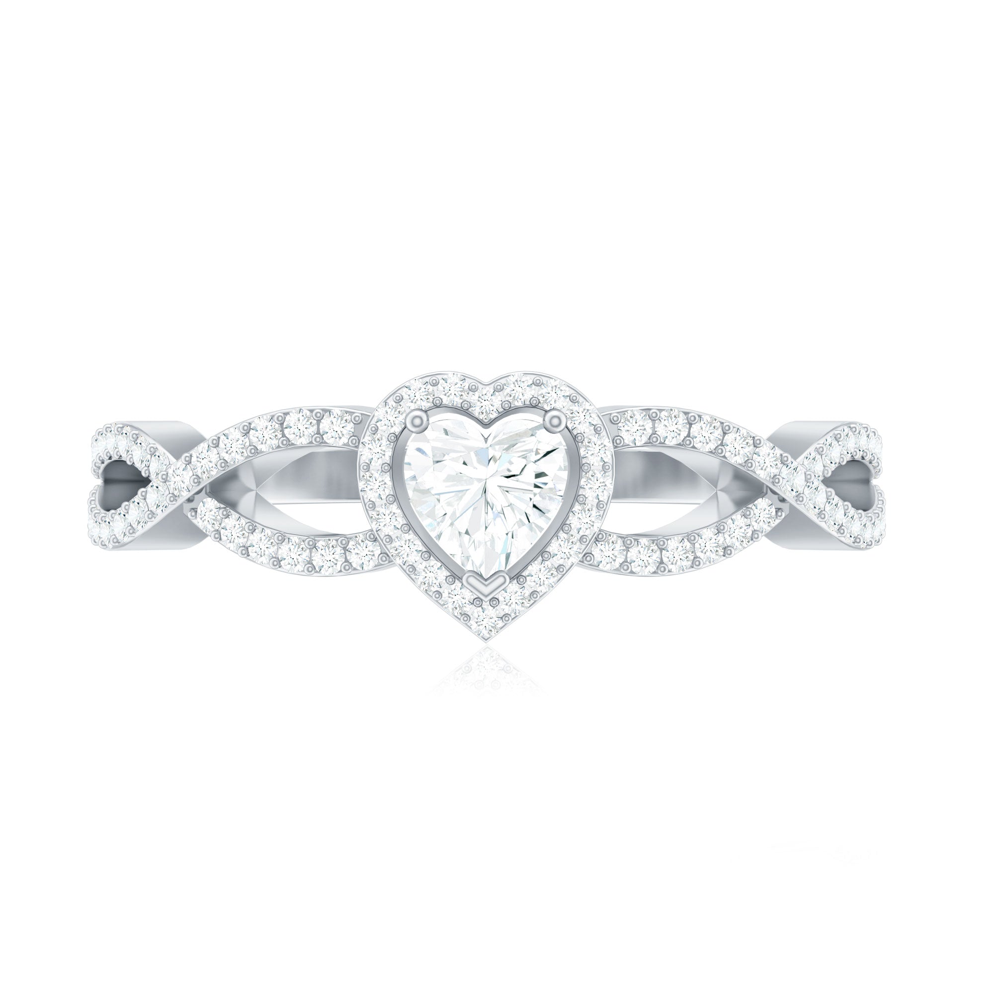 Heart Shape Lab Grown Diamond Criss Cross Engagement Ring Lab - ( EF-VS ) - Rosec Jewels