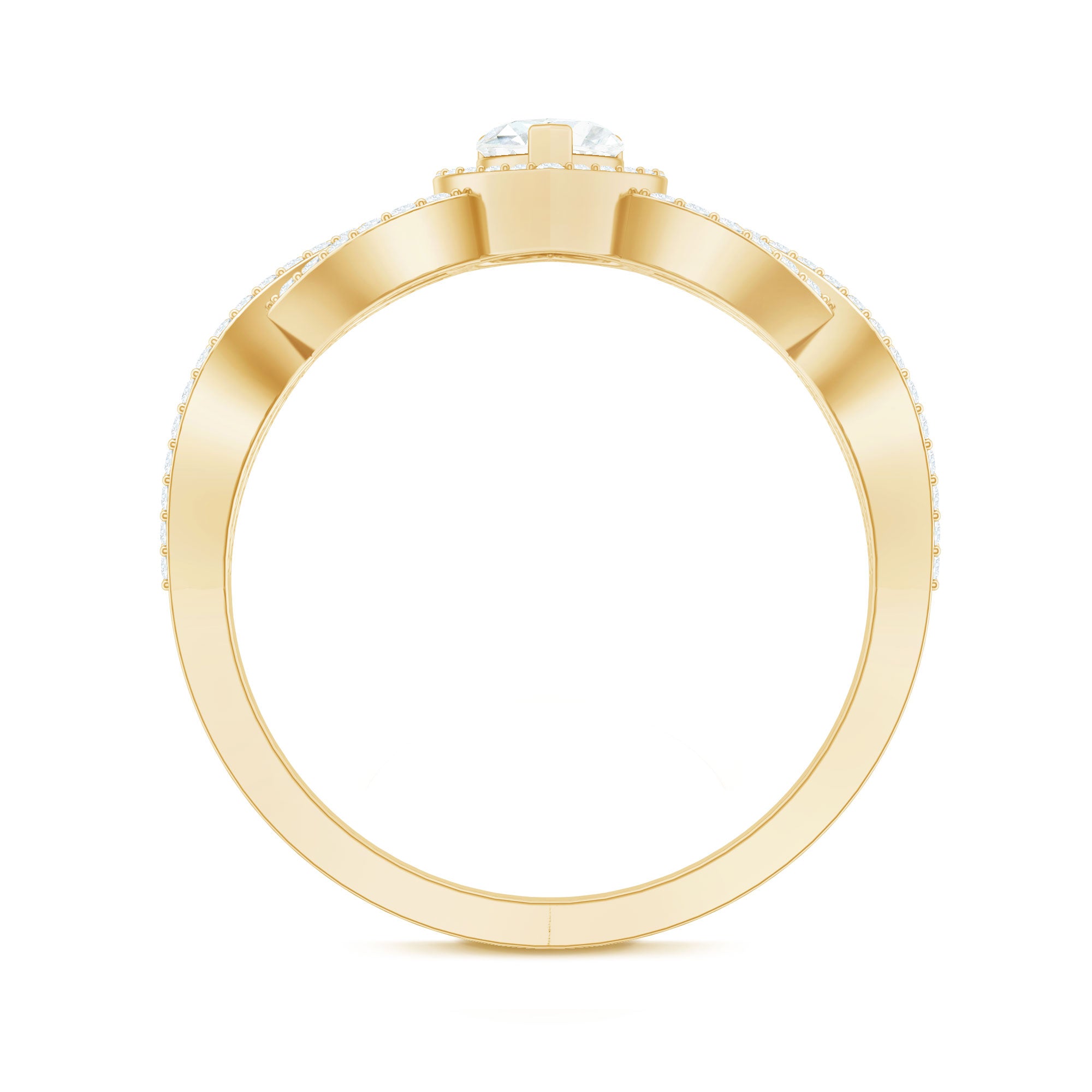 Heart Shape Lab Grown Diamond Criss Cross Engagement Ring Lab - ( EF-VS ) - Rosec Jewels