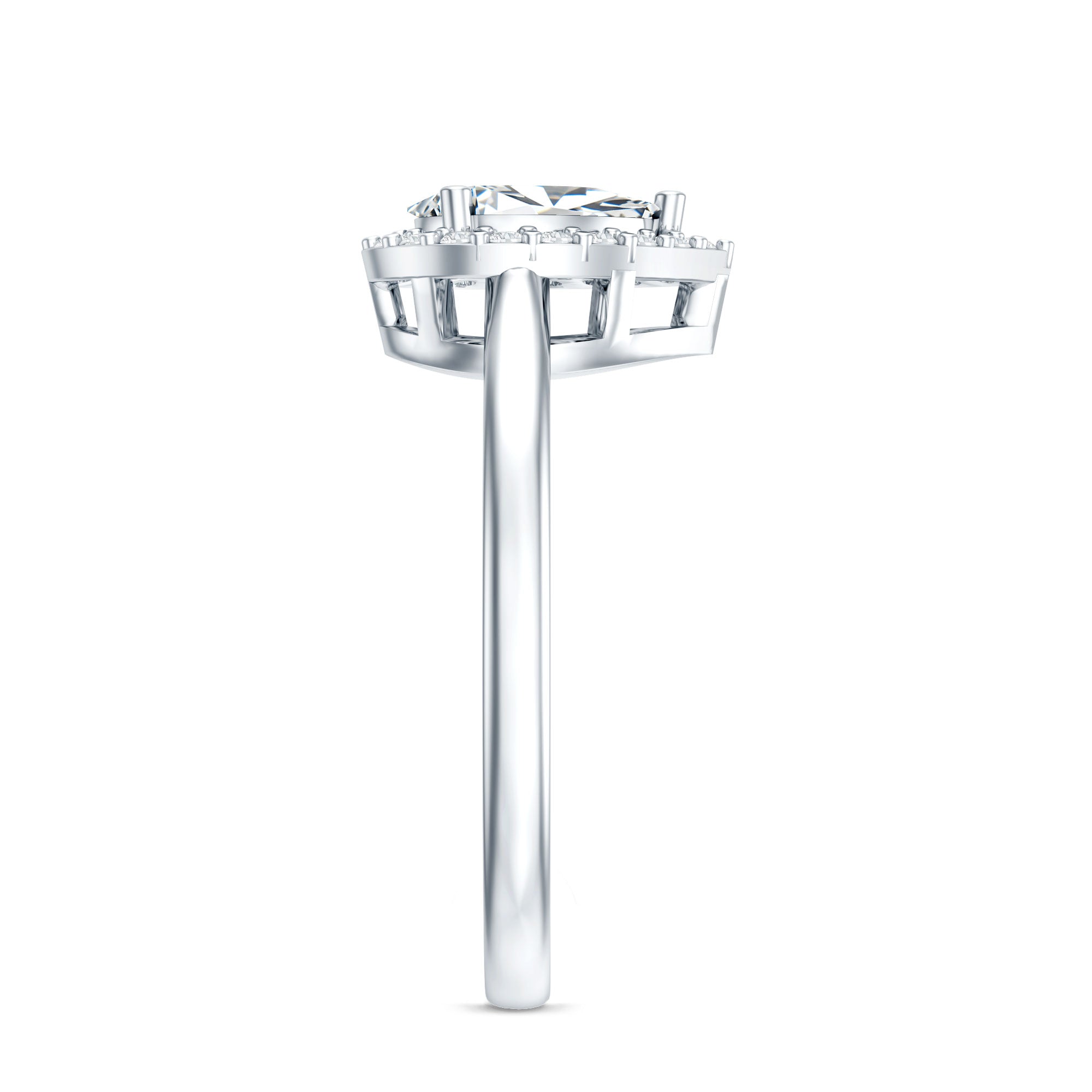 Classic Lab Grown Diamond Teardrop Engagement Ring with Halo Lab - ( EF-VS ) - Rosec Jewels