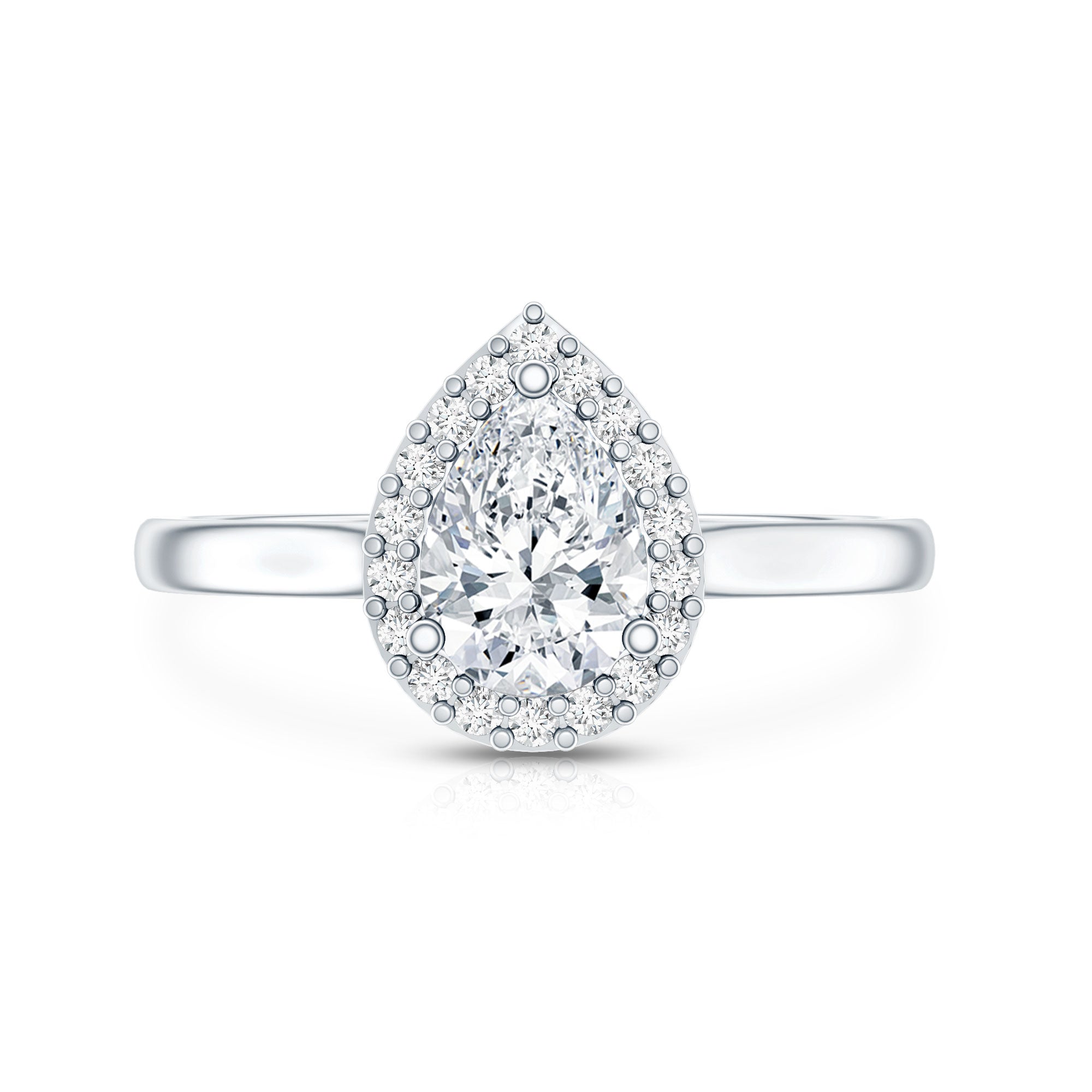 Classic Lab Grown Diamond Teardrop Engagement Ring with Halo Lab - ( EF-VS ) - Rosec Jewels