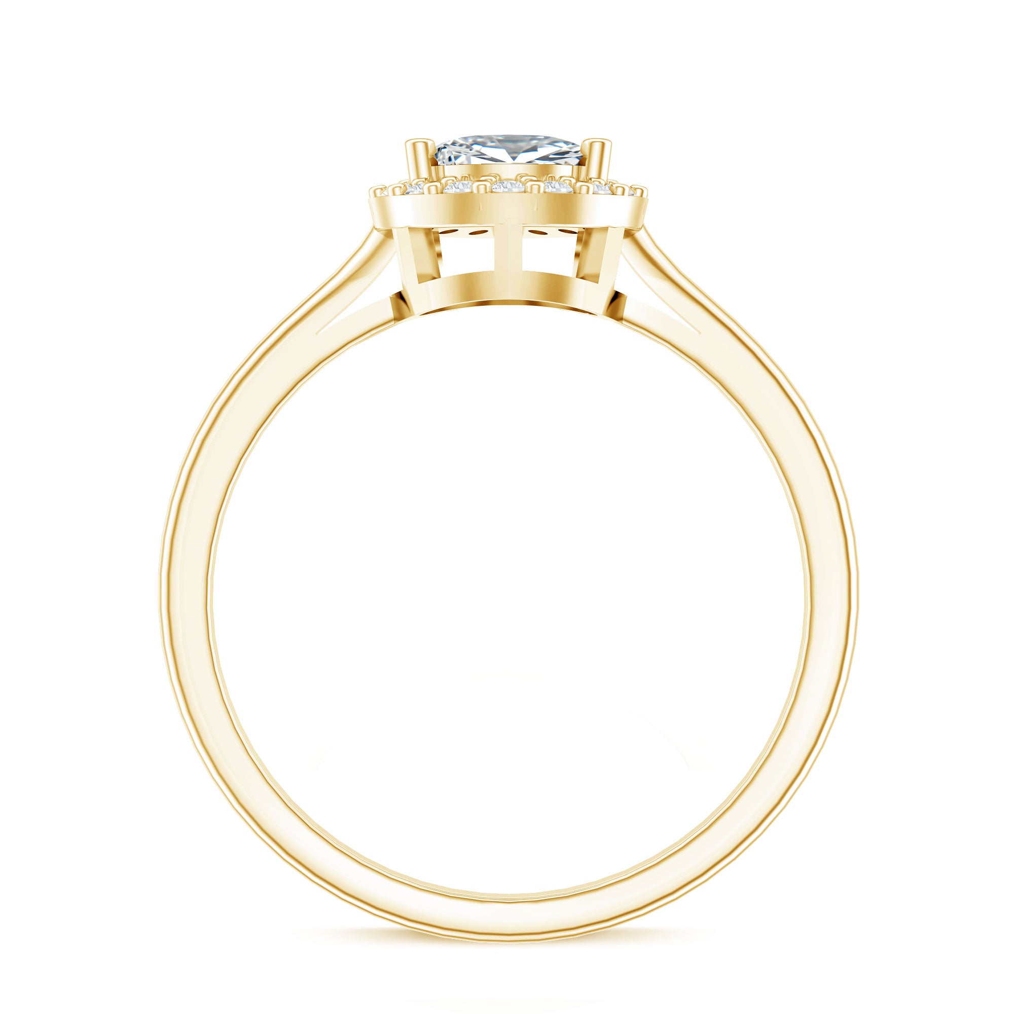 Classic Lab Grown Diamond Teardrop Engagement Ring with Halo Lab - ( EF-VS ) - Rosec Jewels