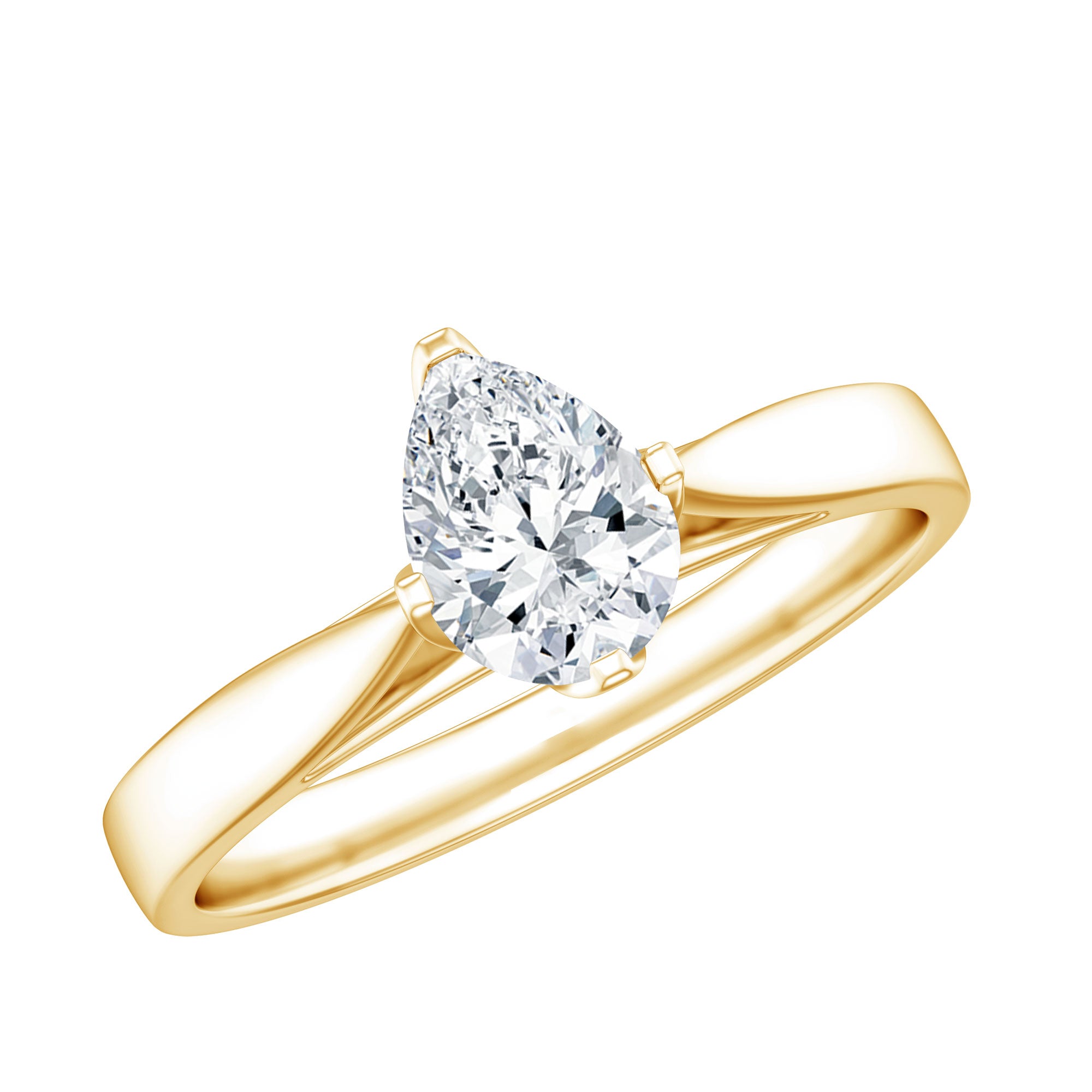 Solitaire Lab Grown Diamond Teardrop Engagement Ring Lab - ( EF-VS ) - Rosec Jewels