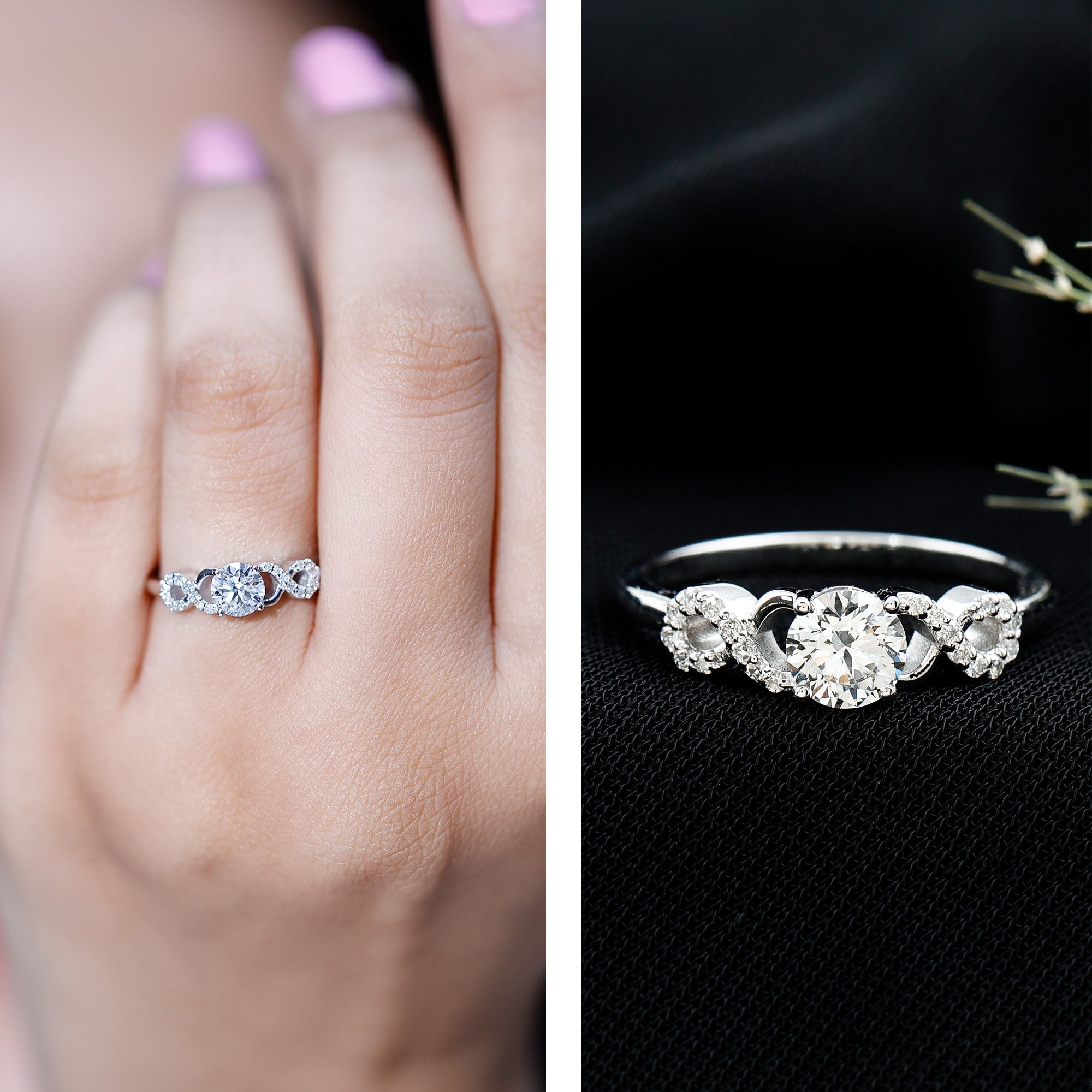 Lab Grown Diamond Criss Cross Promise Ring Lab - ( EF-VS ) - Rosec Jewels