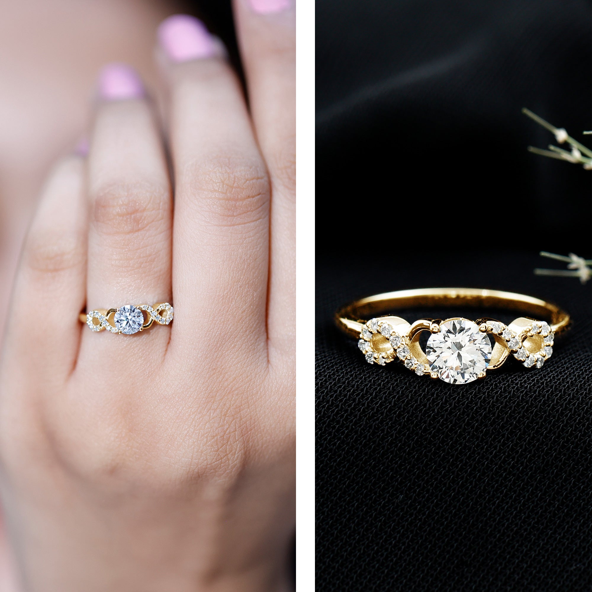 Lab Grown Diamond Criss Cross Promise Ring Lab - ( EF-VS ) - Rosec Jewels