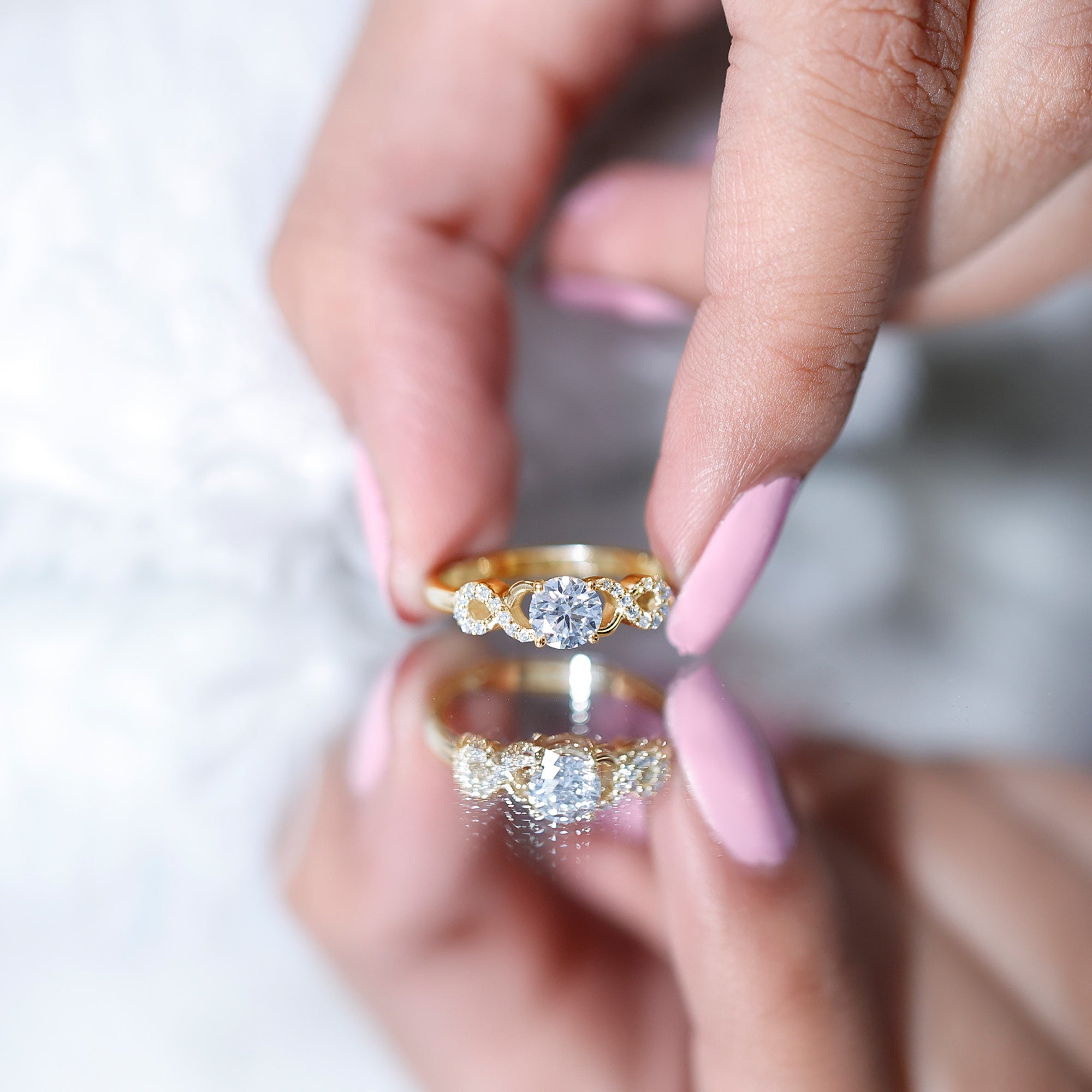 Lab Grown Diamond Criss Cross Promise Ring Lab - ( EF-VS ) - Rosec Jewels