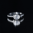Oval Lab Grown Diamond Solitaire Engagement Ring in Bezel Setting Lab - ( EF-VS ) - Rosec Jewels