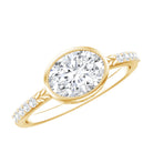 Oval Lab Grown Diamond Solitaire Engagement Ring in Bezel Setting Lab - ( EF-VS ) - Rosec Jewels