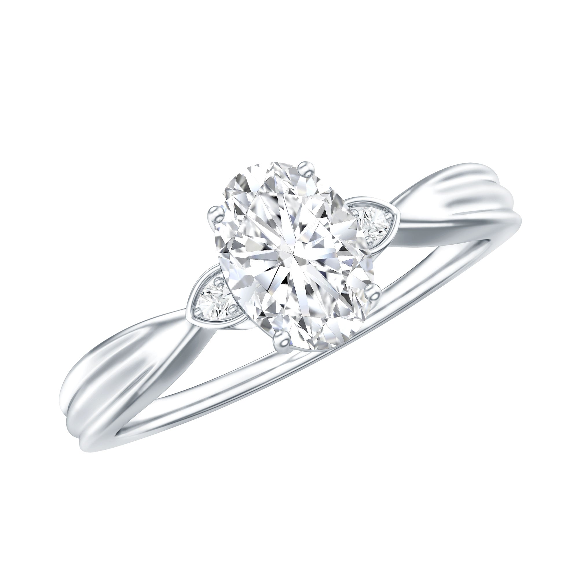 Oval Lab Grown Diamond Simple Solitaire Ring Lab - ( EF-VS ) - Rosec Jewels