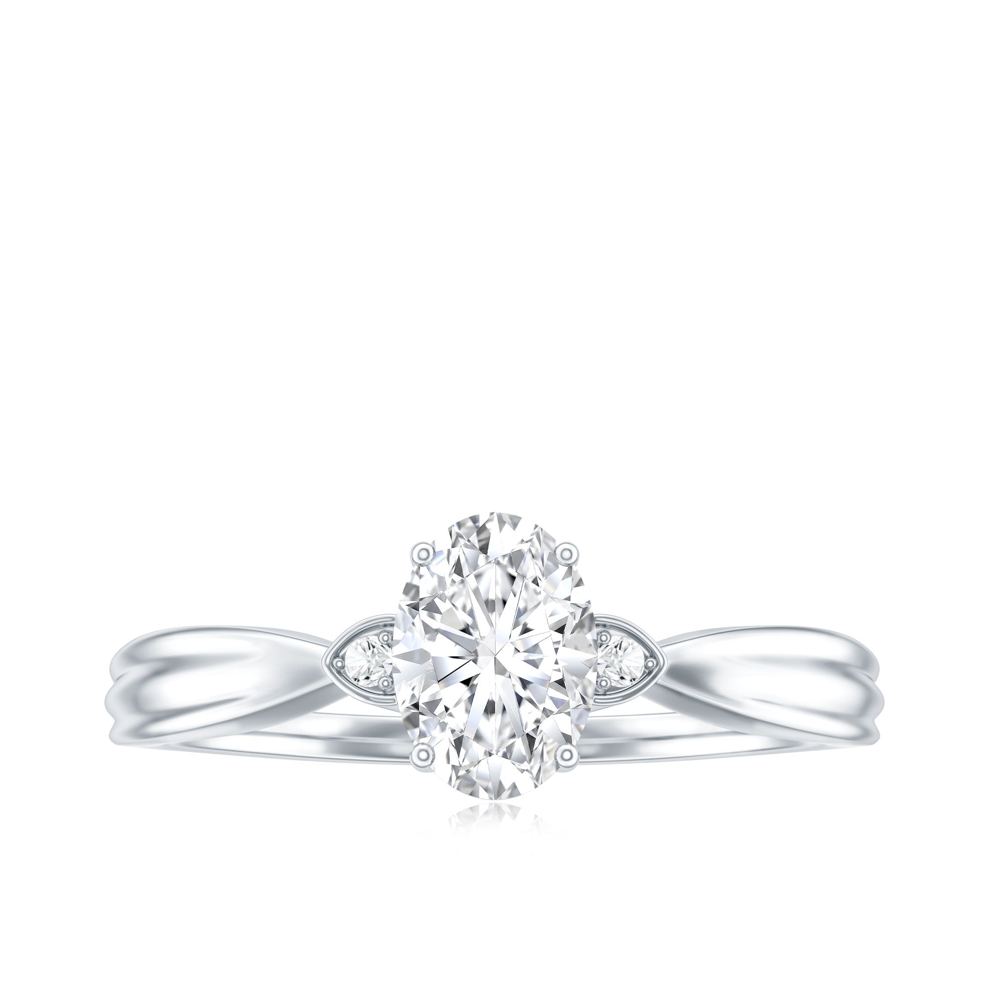 Oval Lab Grown Diamond Simple Solitaire Ring Lab - ( EF-VS ) - Rosec Jewels