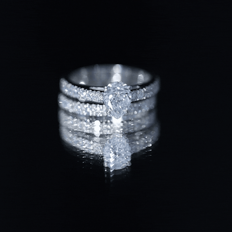 Minimal Pear Shape Lab Grown Diamond Wedding Ring Set Lab - ( EF-VS ) - Rosec Jewels