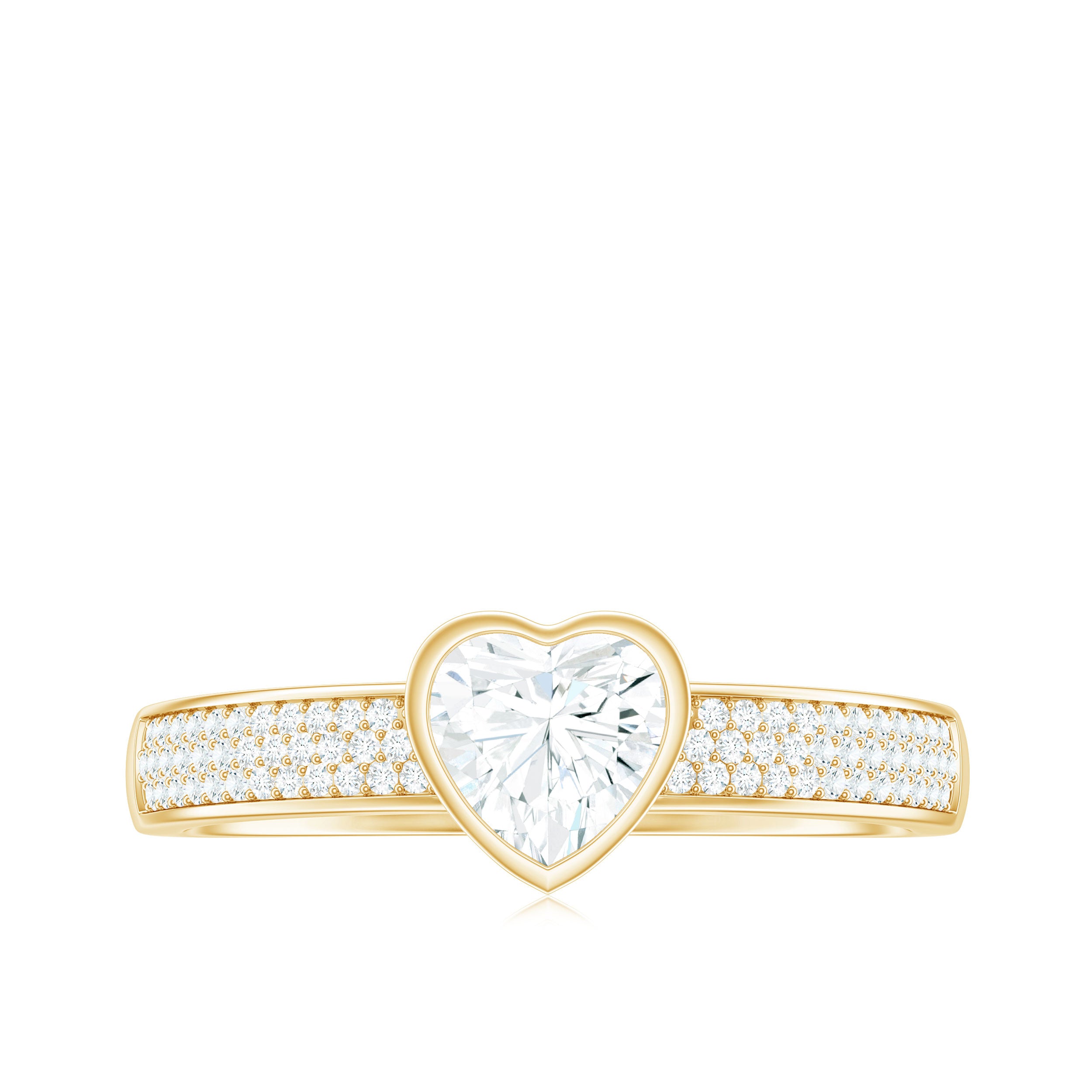 Heart Shape Lab Grown Diamond Solitaire Ring with Side Stones Lab - ( EF-VS ) - Rosec Jewels