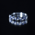 Certified Lab Grown Blue Sapphire Diamond Half Eternity Band Ring AAAA - Rosec Jewels