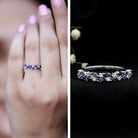 Certified Lab Grown Blue Sapphire Diamond Half Eternity Band Ring AAAA - Rosec Jewels