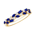 Certified Lab Grown Blue Sapphire Diamond Half Eternity Band Ring AAAA - Rosec Jewels