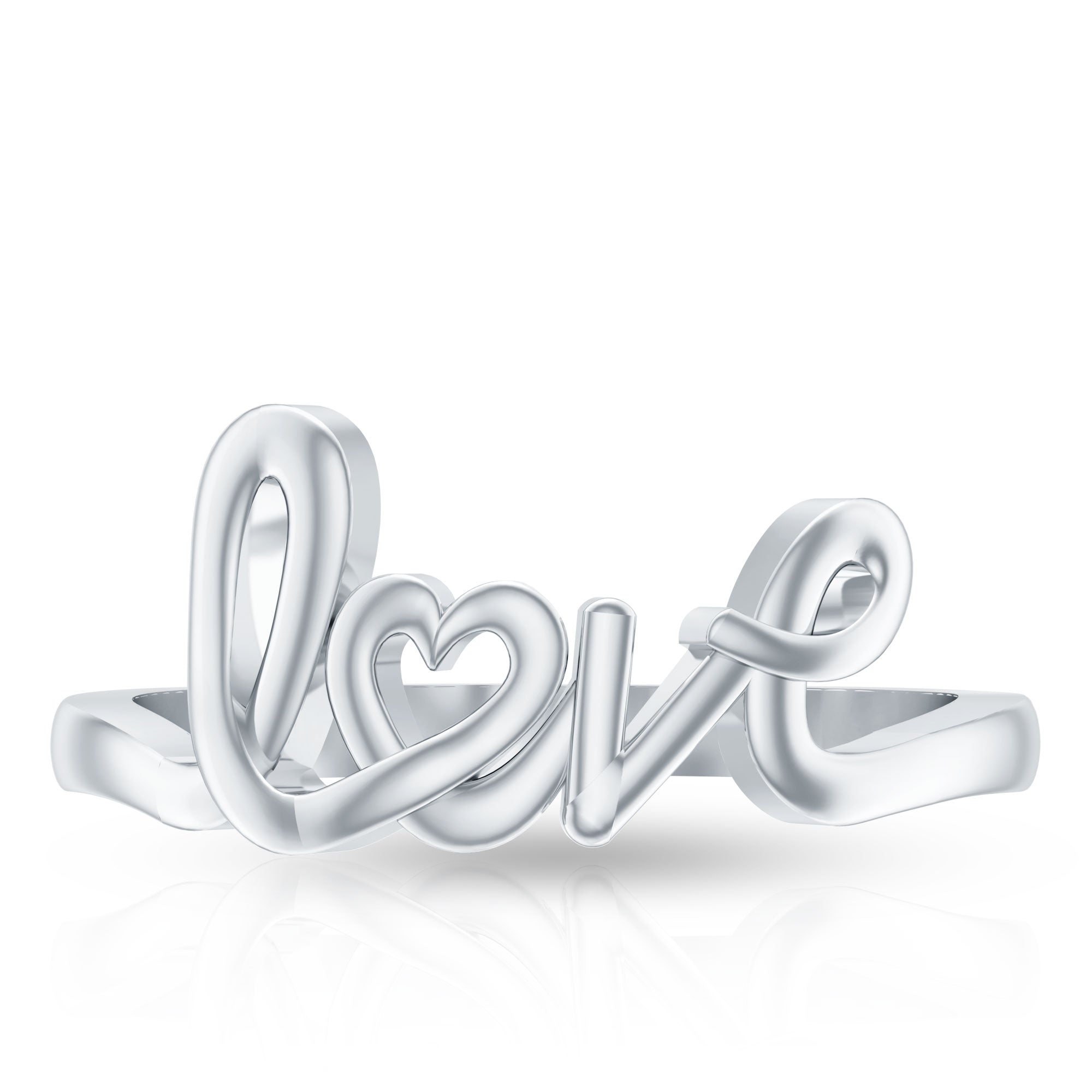 Rosec Jewels-Script Love Ring in 14k Gold Plated Sterling Silver