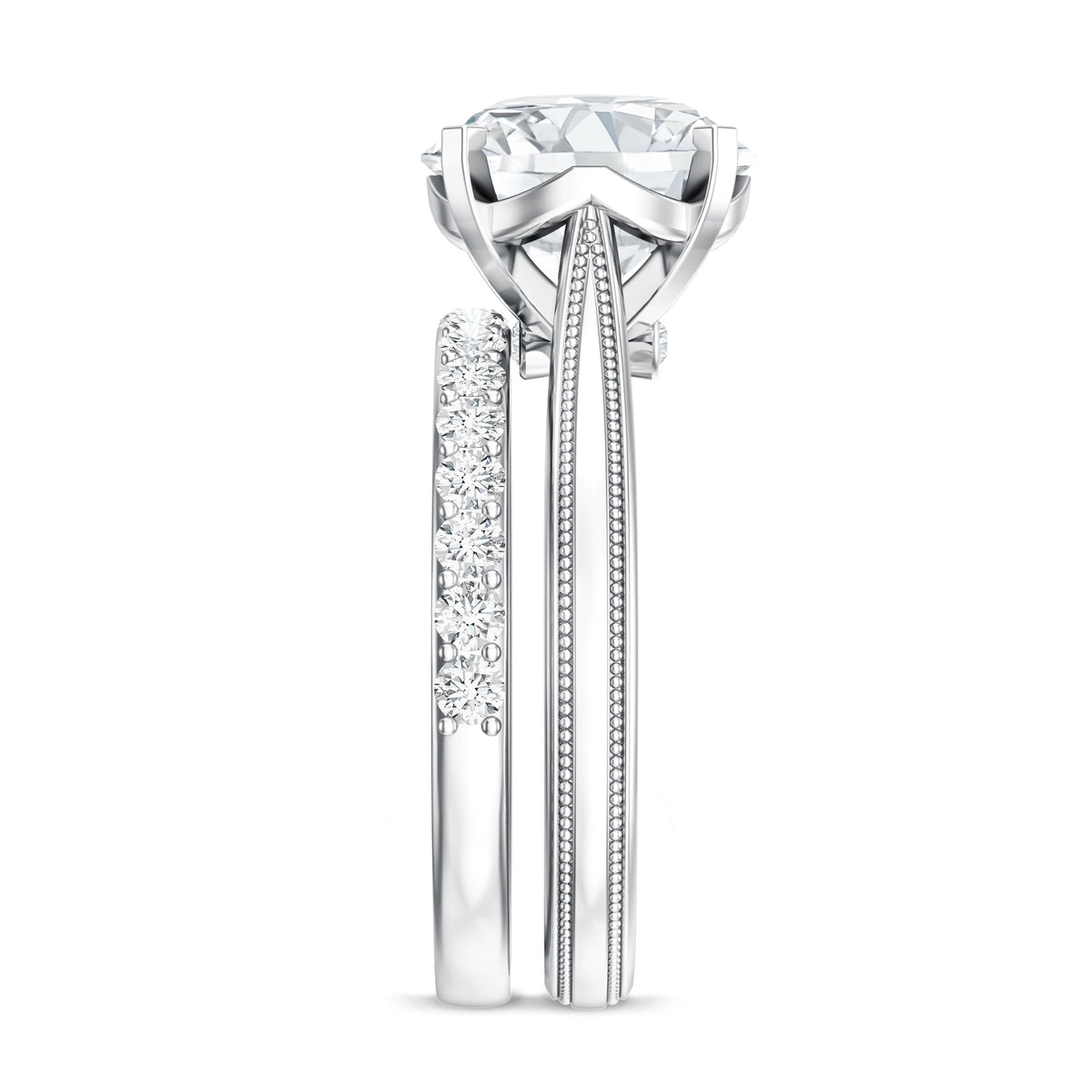 Rosec Jewels-Lab Grown 4 Carat Diamond Solitaire Wedding Ring Set with IGI Certificate