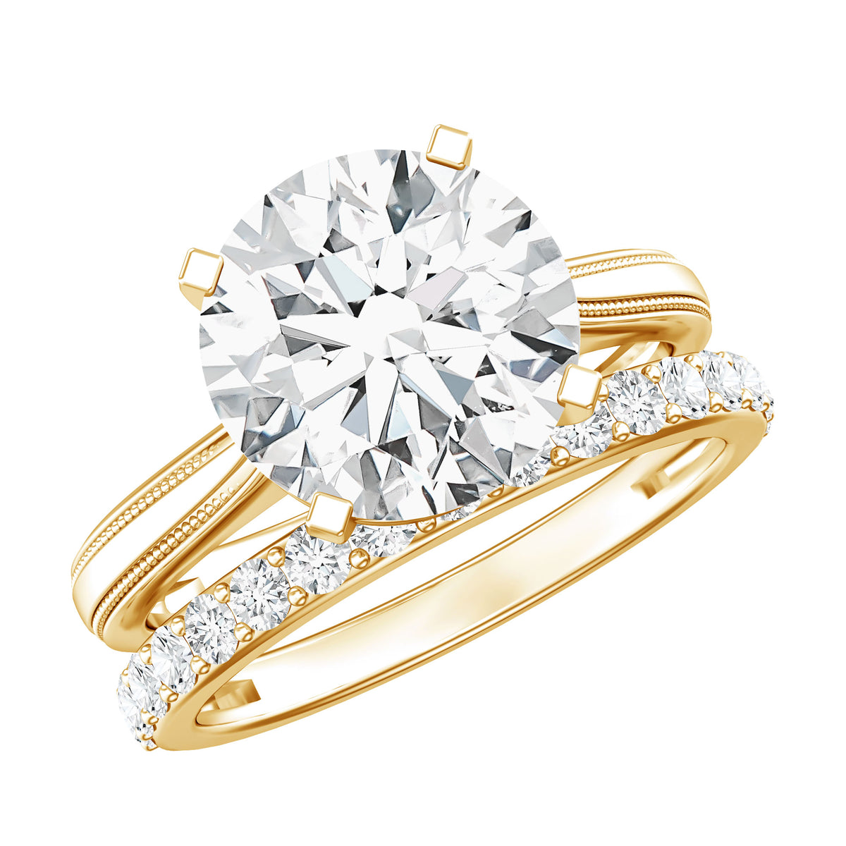 Rosec Jewels-Lab Grown 4 Carat Diamond Solitaire Wedding Ring Set with IGI Certificate