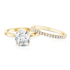 Round Shaped 3 Carat Lab Grown Diamond Solitaire Bridal Ring Set with IGI Certificate Lab - ( E-VS1 ) - Rosec Jewels