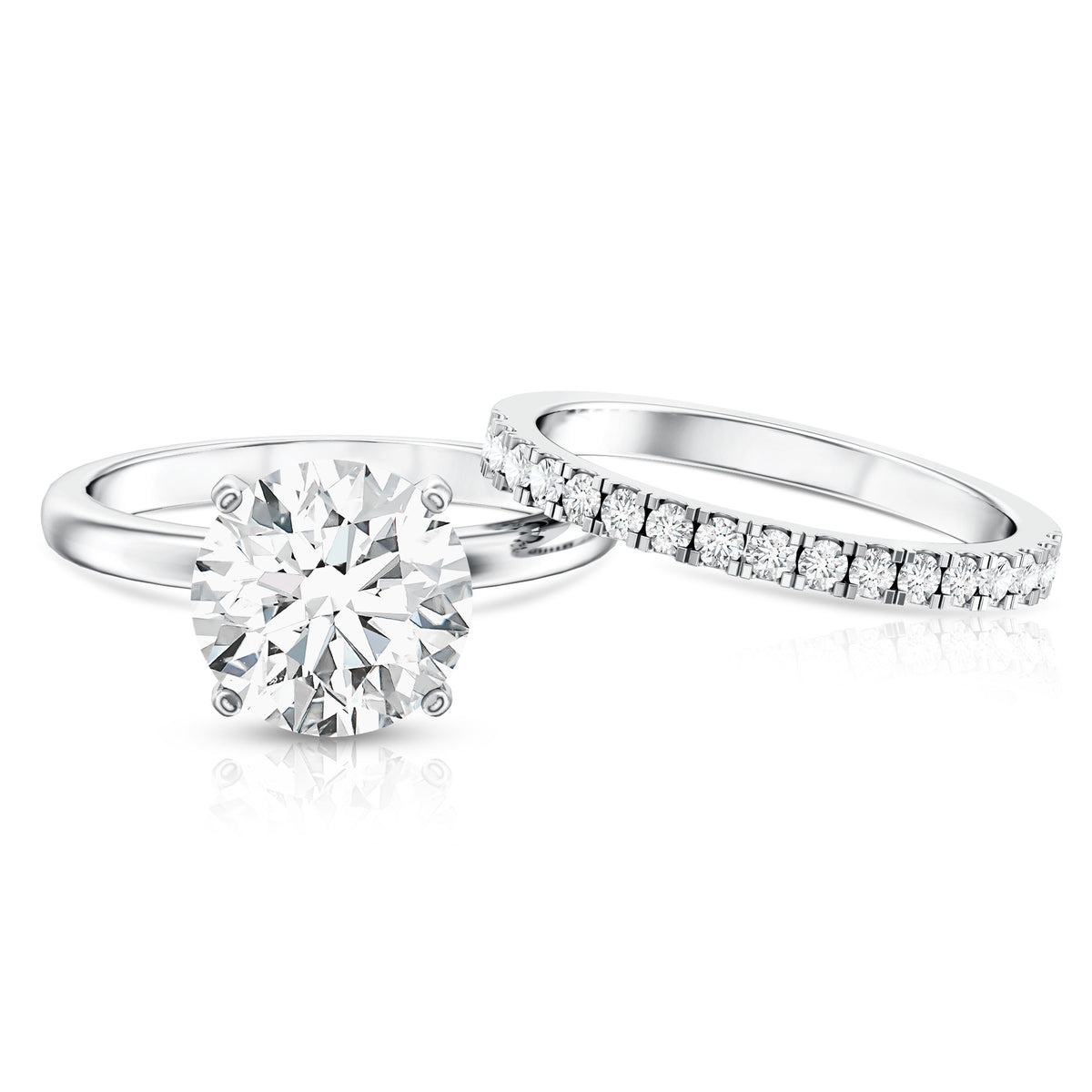 Rosec Jewels-IGI Graded 4 Carat Lab Diamond Round Engagement Ring with Enhancer