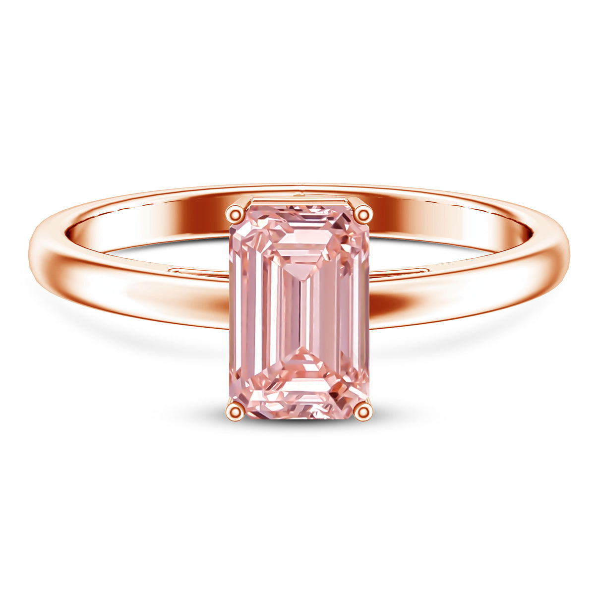 Rosec Jewels-2 Carat Lab Grown Pink Diamond Emerald Cut Solitaire Engagement Ring IGI Certified