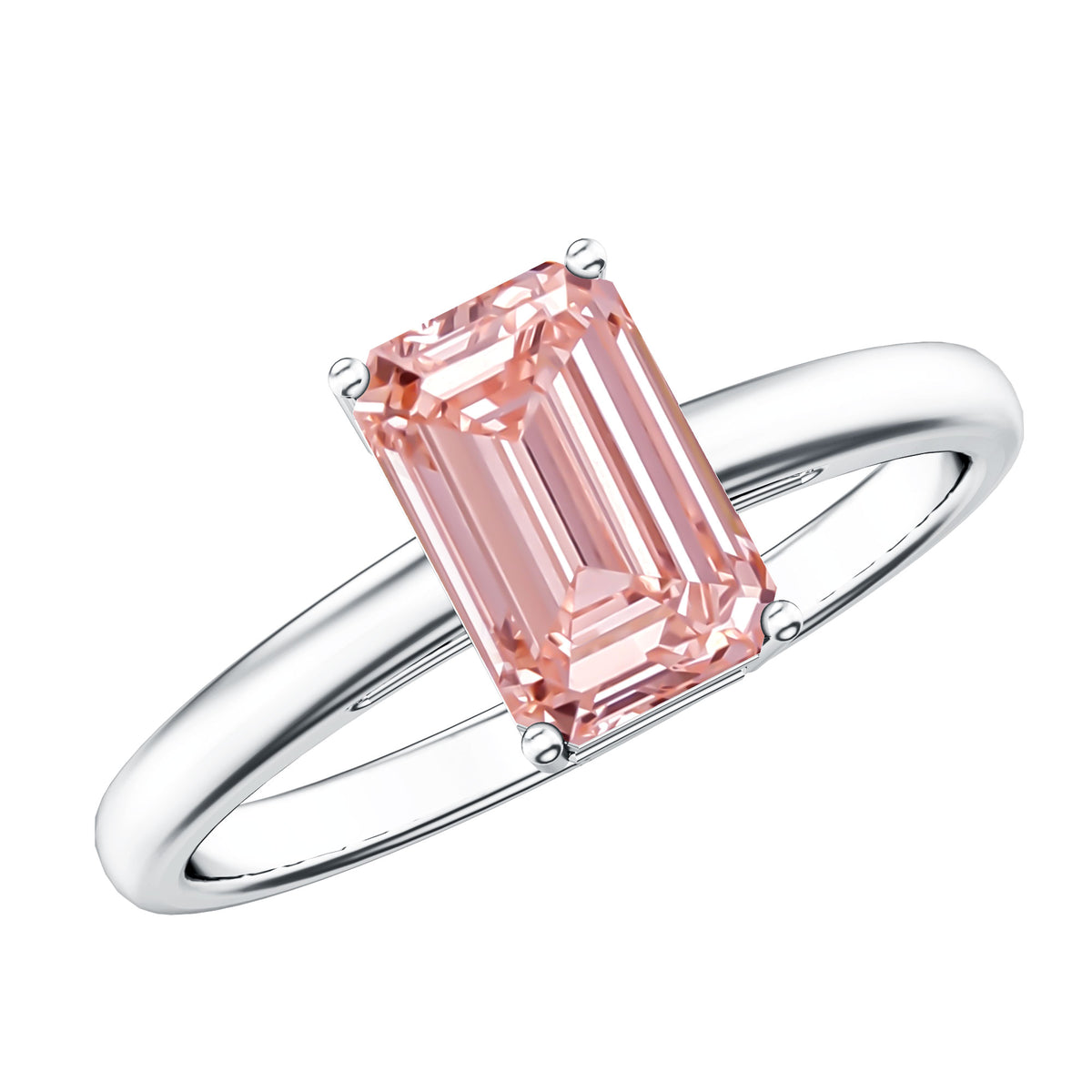 Rosec Jewels-2 Carat Lab Grown Pink Diamond Emerald Cut Solitaire Engagement Ring IGI Certified