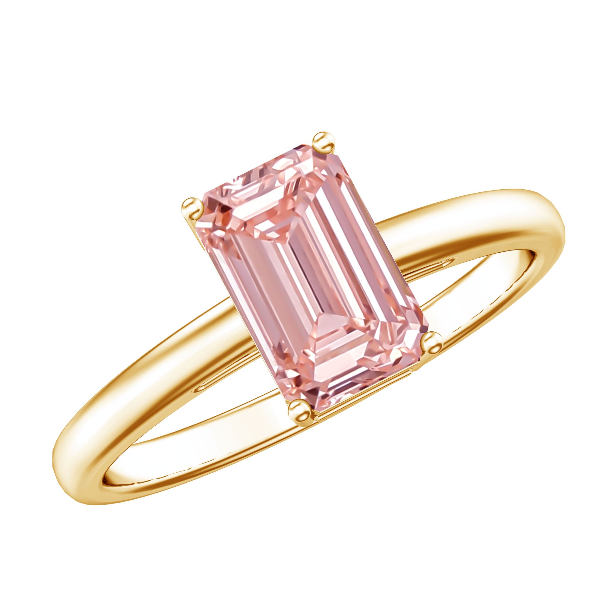 Rosec Jewels-2 Carat Lab Grown Pink Diamond Emerald Cut Solitaire Engagement Ring IGI Certified