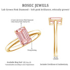 Rosec Jewels-2 Carat Lab Grown Pink Diamond Emerald Cut Solitaire Engagement Ring IGI Certified