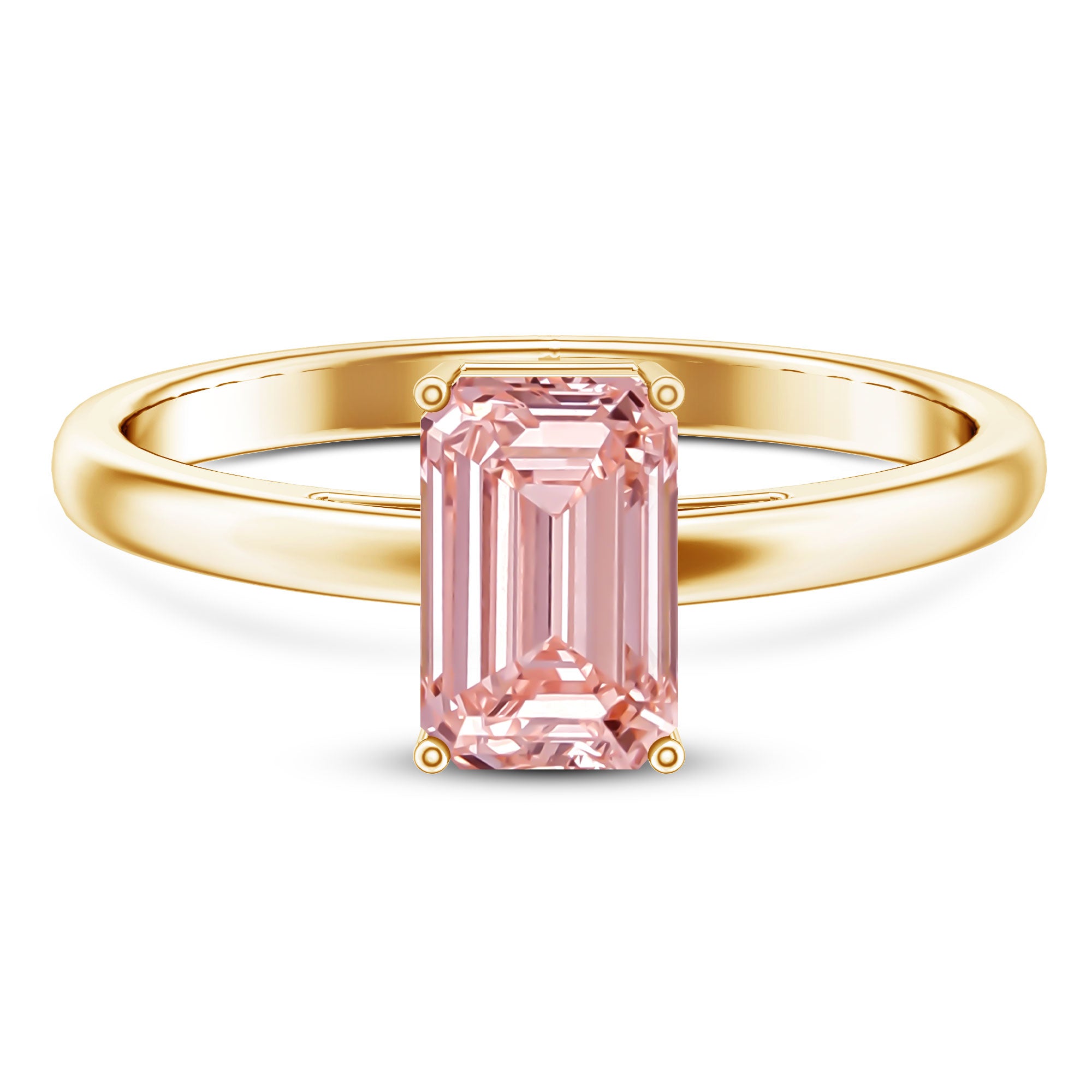 Rosec Jewels-2 Carat Lab Grown Pink Diamond Emerald Cut Solitaire Engagement Ring IGI Certified