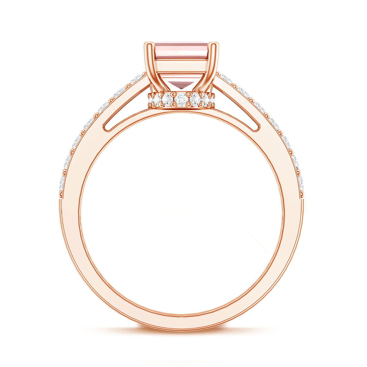 Lab Grown 2 Carat Pink Diamond Emerald Cut Engagement Ring IGI Verified Fancy Pink - VS1 - Rosec Jewels